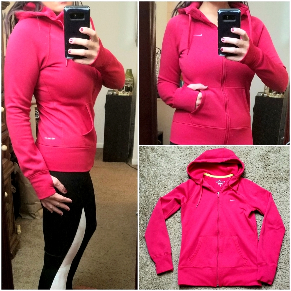 Nike therma-fit hot pink small hoodie zip up